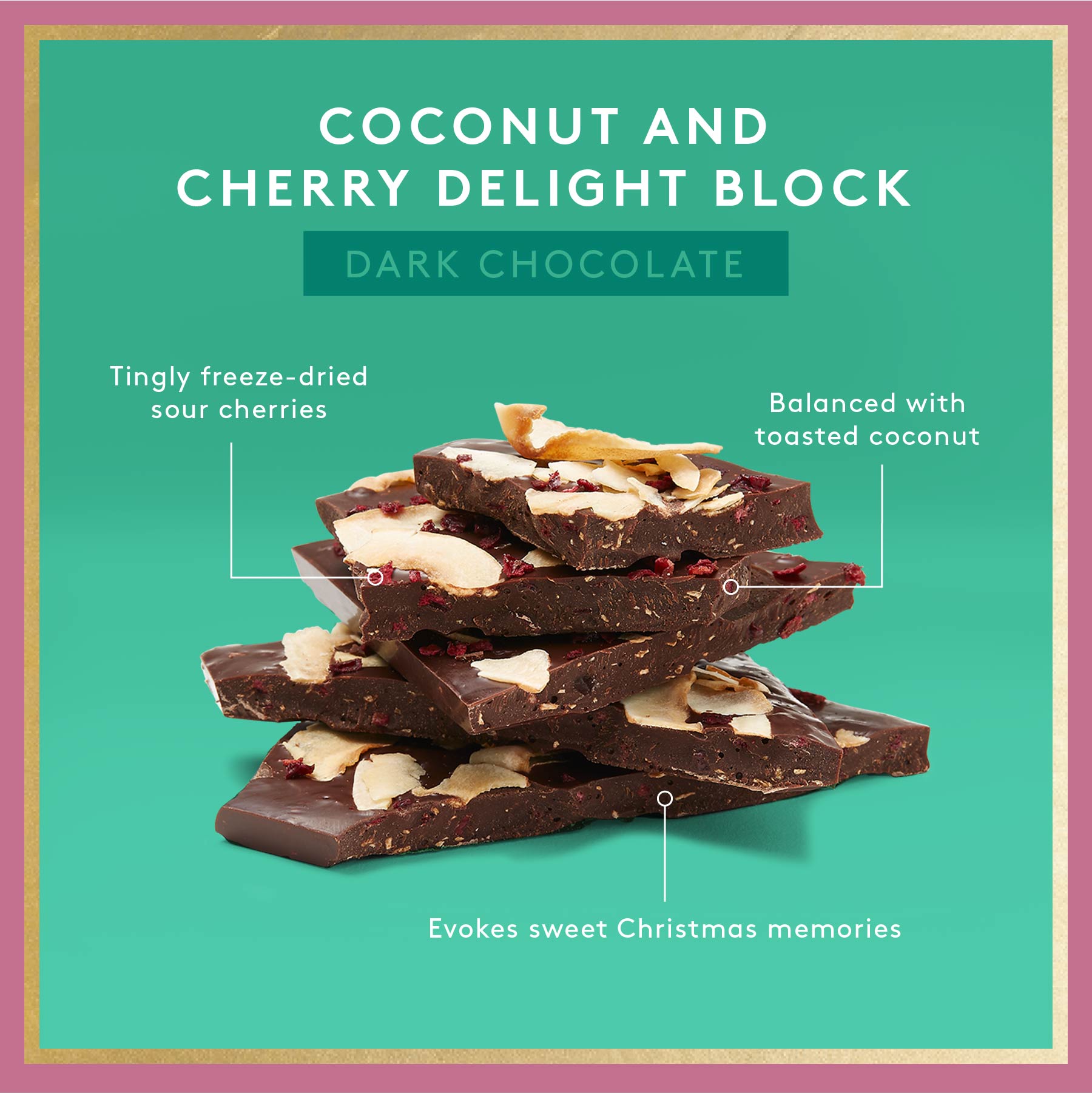 Cherry Coconut Delight | Dark Chocolate Block