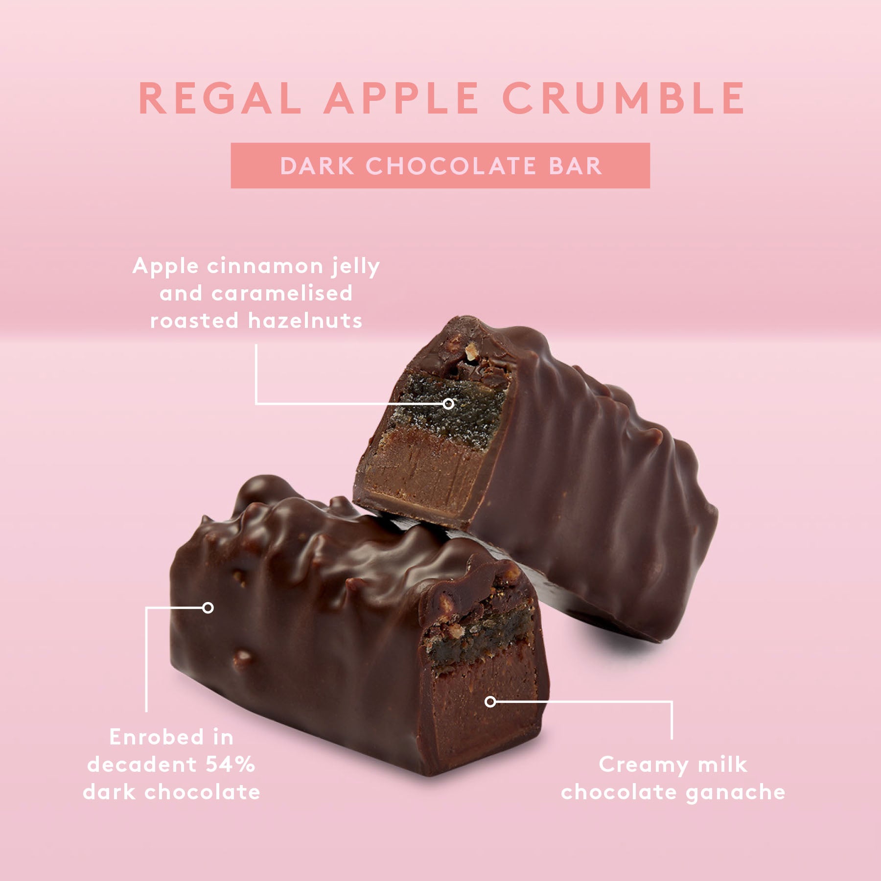 Regal Apple Crumble Bars 120g | 54% Dark Chocolate